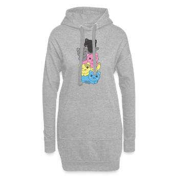 polygenre drapeau fierté LGBTQ mignon chat pile - Sweat-shirt à capuche long Femme - gris chiné - Devant