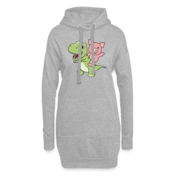 Promenades en cochon sur le dino sucré T-Rex avec des cochons - Sweat-shirt à capuche long Femme - gris chiné - Devant