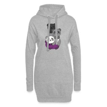 Asexuell Flag Pride LGBTQ süßer Panda Haufen - Hoodie-Kleid - Grau meliert - Vorne