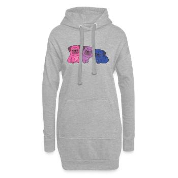 Bi Flag Pug Pride LGBTQ Mignons Chiens - Sweat-shirt à capuche long Femme - gris chiné - Devant