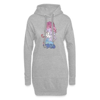 Bigender Flag Pride LGBTQ Chameleon Bunch - Sweat-shirt à capuche long Femme - gris chiné - Devant