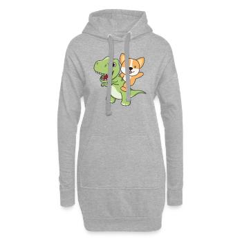 Corgi monte sur un Dino mignon T-Rex avec des chiens - Sweat-shirt à capuche long Femme - gris chiné - Devant
