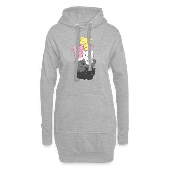 queerplatonic flag pride LGBTQ cute cat pile - Hoodie Dress - heather grey - Front