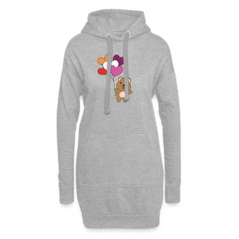 Lesbische Flagge Ballon Herzen Pride LGBTQ Quokka - Hoodie-Kleid - Grau meliert - Vorne