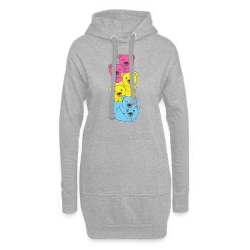 Pansexual Flag Pride LGBTQ Cute Bear Bunch - Sweat-shirt à capuche long Femme - gris chiné - Devant