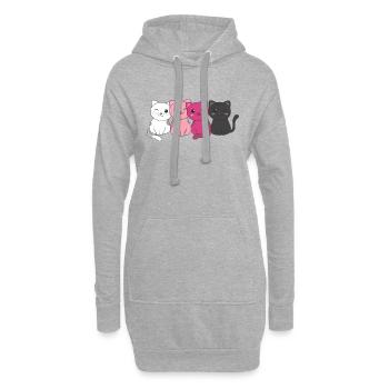 transfem Flag Pride LGBTQ süßer Katzen Haufen - Hoodie-Kleid - Grau meliert - Vorne