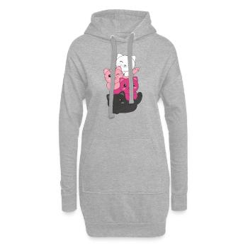 transfem Flag Pride LGBTQ süßer Katzen Haufen - Hoodie-Kleid - Grau meliert - Vorne