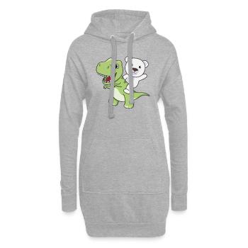 L’ours polaire monte sur un dino mignon T-Rex avec des ours polaires - Sweat-shirt à capuche long Femme - gris chiné - Devant