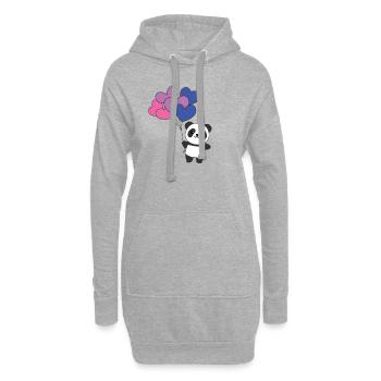 Bi Flagge Ballon Herzen Pride LGBTQ Panda - Hoodie-Kleid - Grau meliert - Vorne