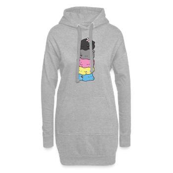 drapeau polygenre fierté LGBTQ mignon hippopotame - Sweat-shirt à capuche long Femme - gris chiné - Devant