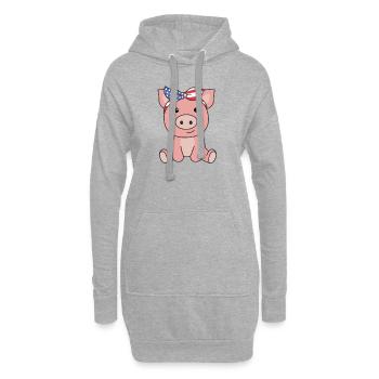 4th of July american Schwein kids usa - Hoodie-Kleid - Grau meliert - Vorne