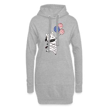 Zèbre vole ballons usa animaux mignons zèbres - Sweat-shirt à capuche long Femme - gris chiné - Devant
