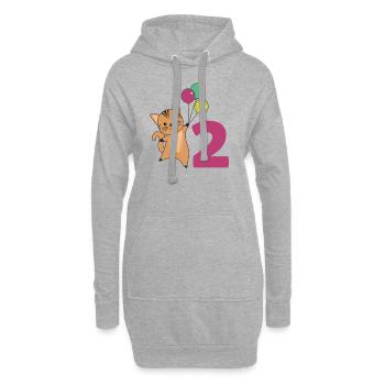 Katze zweiter Geburtstag Luftballons für Kinder - Hoodie-Kleid - Grau meliert - Vorne