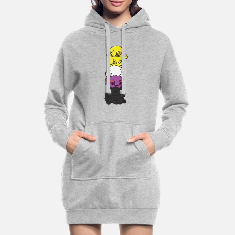 Nonbinary Flag Non Binary Pride LGBTQ Blobfish Hoodie Dress