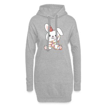 Lapin pour anniversaire un cadeau pour les enfants - Sweat-shirt à capuche long Femme - gris chiné - Devant