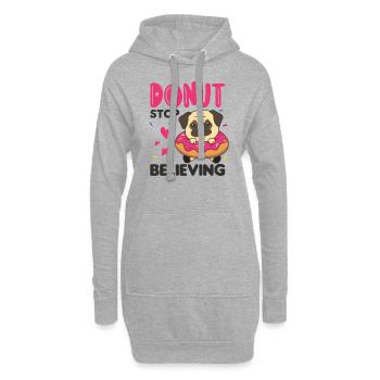 Süßer Mops lustige Tiere in Donut pink - Hoodie-Kleid - Grau meliert - Vorne