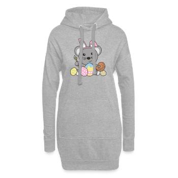 Happy Easter Cute Mouse Easter with Easter Eggs - Hoodie Dress - heather grey - Front