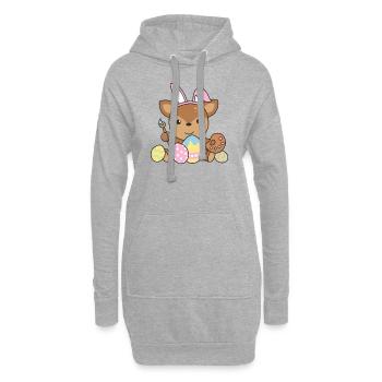 joyeuses Pâques doux cerf de Pâques avec œufs de Pâques - Sweat-shirt à capuche long Femme - gris chiné - Devant