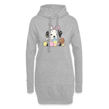 joyeuses Pâques douces dalmates avec - Sweat-shirt à capuche long Femme - gris chiné - Devant