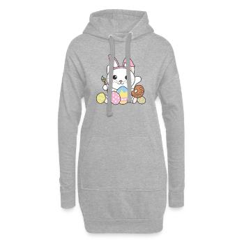 joyeuses Pâques mignon chat Pâques avec des œufs de Pâques - Sweat-shirt à capuche long Femme - gris chiné - Devant