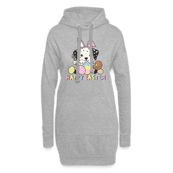 joyeuses Pâques douces dalmates avec - Sweat-shirt à capuche long Femme - gris chiné - Devant
