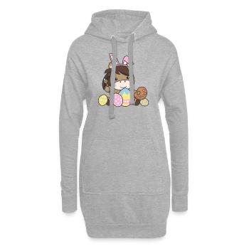 joyeuse Pâques doux cheval de Pâques avec des œufs de Pâques - Sweat-shirt à capuche long Femme - gris chiné - Devant
