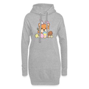 joyeuses Pâques sucrées Shiba Inu Pâques avec œufs de Pâques - Sweat-shirt à capuche long Femme - gris chiné - Devant