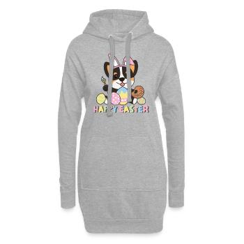 joyeuses Pâques doux corgi Pâques avec œufs de Pâques - Sweat-shirt à capuche long Femme - gris chiné - Devant