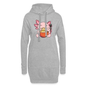 But first Ramen süße Axolotl isst Ramen - Hoodie-Kleid - Grau meliert - Vorne
