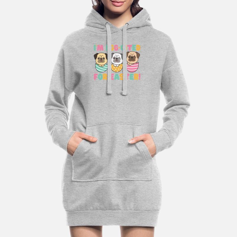 cute dogs at Easter with Easter eggs pug Hoodie Dress