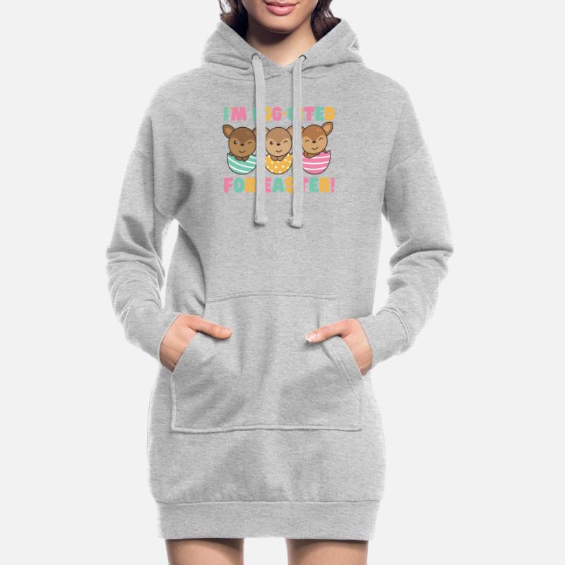sweet deer at Easter with Easter eggs deer Hoodie Dress