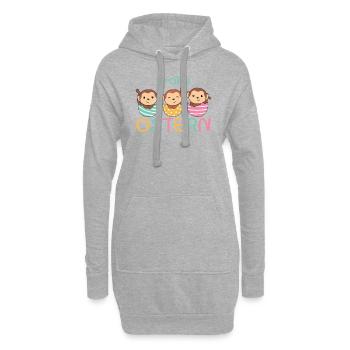 süße Affen zu Ostern mit Ostereiern Affe - Hoodie-Kleid - Grau meliert - Vorne