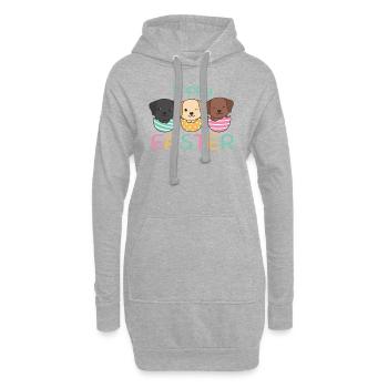 cute dogs at Easter with Easter eggs Labrador - Hoodie Dress - heather grey - Front