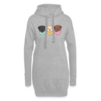 cute dogs at Easter with Easter eggs Labrador - Hoodie Dress - heather grey - Front