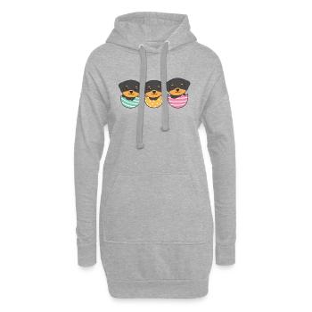 cute dogs at Easter with Easter eggs Rottweiler - Hoodie Dress - heather grey - Front