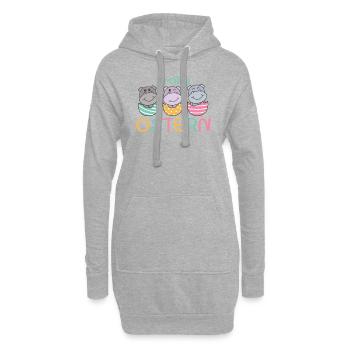 süße Hippos zu Ostern mit Ostereiern Hippo - Hoodie-Kleid - Grau meliert - Vorne