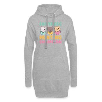 süße Katzen zu Ostern mit Ostereiern Katze - Hoodie-Kleid - Grau meliert - Vorne