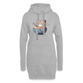 But first Ramen süße Katze isst Ramen - Hoodie-Kleid - Grau meliert - Vorne