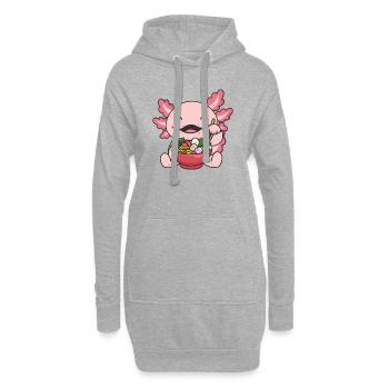 But first Ramen süße Axolotl isst Ramen - Hoodie-Kleid - Grau meliert - Vorne