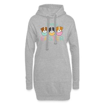 cute dogs for Easter with Easter eggs Jack Russell - Hoodie Dress - heather grey - Front