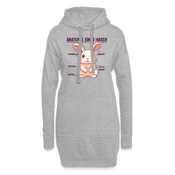 Anatomie eines Hasen lustige Kanninchen Erklärung - Hoodie-Kleid - Grau meliert - Vorne