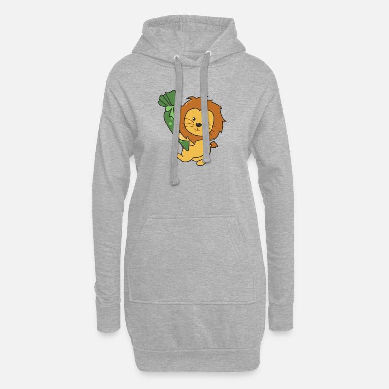 bye bye Kindergarten hallo Schule Löwe - Hoodie-Kleid - Grau meliert