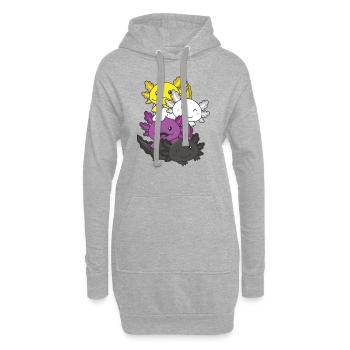 Nonbinary Flag Pride LGBTQ Mignon Axolotl Pile - Sweat-shirt à capuche long Femme - gris chiné - Devant