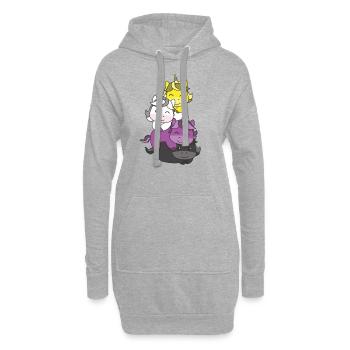 Nichtbinär Flag Pride LGBTQ süßer Einhorn Stapel - Hoodie-Kleid - Grau meliert - Vorne