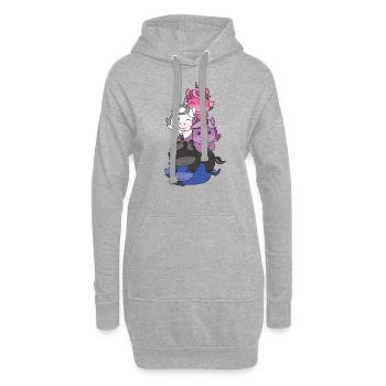 Genderfluid Flag Pride LGBTQ süßer Einhorn Stapel - Hoodie-Kleid - Grau meliert - Vorne