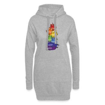 Regenbogen Einhorn süße bunte Einhorn für Kinder - Hoodie-Kleid - Grau meliert - Vorne