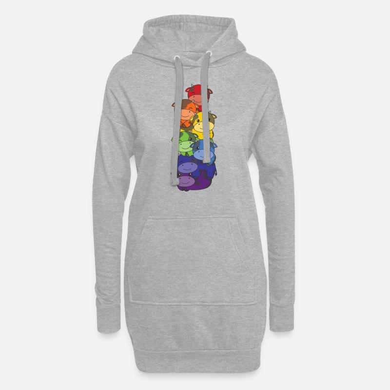Regenbogen Flag Pride LGBTQ süßer Kuh Stapel - Hoodie-Kleid - Grau meliert