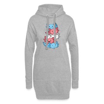Transgender Flag Pride LGBTQ süßer Axolotl Stapel - Hoodie-Kleid - Grau meliert - Vorne