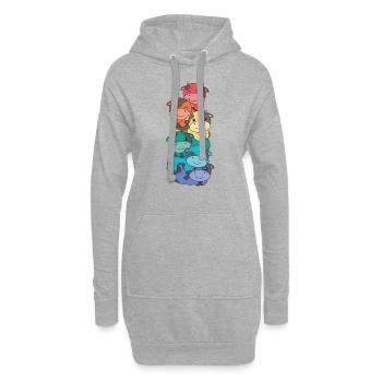 Regenbogen Flag Pride LGBTQ süßer Kuh Stapel - Hoodie-Kleid - Grau meliert - Vorne