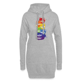 Regenbogen Flag Pride LGBTQ süßer Einhorn Stapel - Hoodie-Kleid - Grau meliert - Vorne